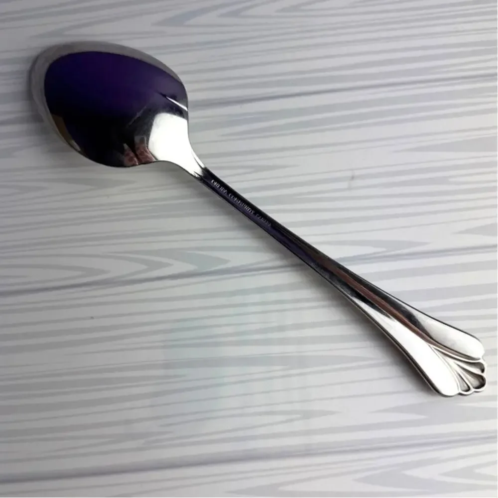 Oneida Community Royal Flute Stainless Serving Spoon Tablespoon Flatware Glossy